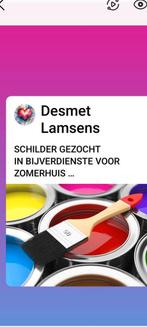 Eerlijke schilder gezocht in bijverdienste voor zonnebeke !, Ophalen of Verzenden