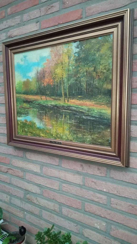 Julien Wiame – “Waterspiegel in Herfst” (olieverf op doek), Antiquités & Art, Art | Peinture | Classique, Enlèvement