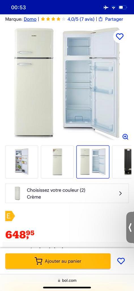 Réfrigérateur-congélateur DOMO 246L, couleur crème, Electroménager, Réfrigérateurs & Frigos, Comme neuf, Avec compartiment congélateur