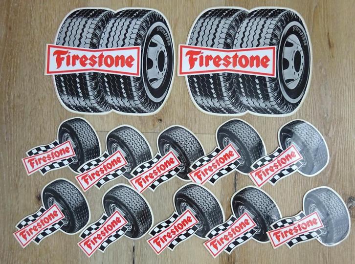 12x autosticker banden Firestone jaren 60 NOS, Verzamelen, Automerken, Motoren en Formule 1, Nieuw, Auto's, Ophalen of Verzenden