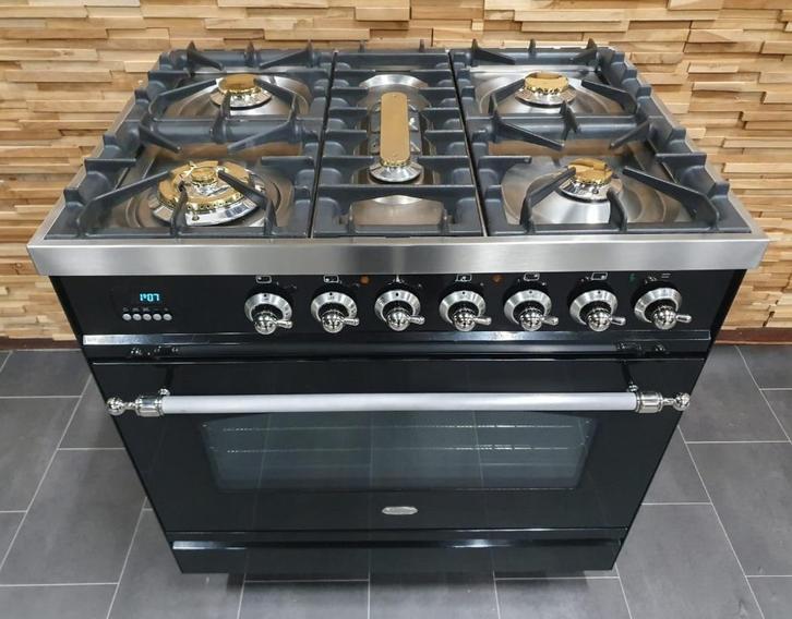 🔥Luxe Boretti Fornuis 80cm hoogglans zwart & rvs 1 oven, Elektronische apparatuur, Fornuizen, Zo goed als nieuw, Vrijstaand, Gas