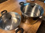 Lot de 2 casseroles inox Tefal couvercles en verre bec verse