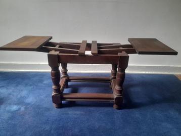 Table pliante ancienne en chêne – Belgique, circa 1880, Enlèvement ou Envoi, Table pliante rustique belge du XIXᵉ siècle, 50 à 100 cm