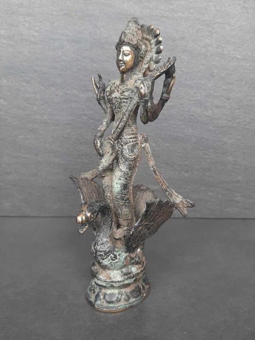 bronzen beeldje van de godin Saraswati/India, Huis en Inrichting, Woonaccessoires | Boeddhabeelden, Nieuw, Ophalen of Verzenden