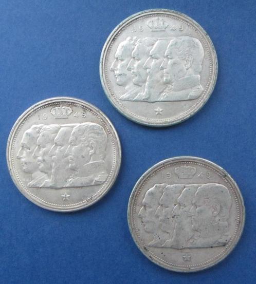 België - 100fr - 1949 - 3 munten - 18 euro 't stuk, Postzegels en Munten, Munten | België, Losse munt, Zilver, Zilver, Ophalen of Verzenden