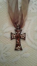 Collier et pendentif croix avec des perles et brillants, Comme neuf, Enlèvement ou Envoi