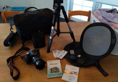 Fotografie beginnersset canon 500D efs 18-55 lens+toebehoren, Audio, Tv en Foto, Fotocamera's Digitaal, Gebruikt, Spiegelreflex