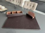 Ensemble Organisateur bureau en cuir marron et porte papier, Ophalen, Zo goed als nieuw