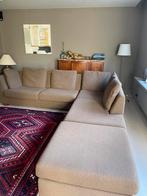 Hoekzetel met poef( 280cm x 280cm) bruine bouclé stof, Ophalen, Zo goed als nieuw, Stof