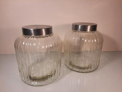 Deux magnifiques bocaux de rangement en verre nervuré, Maison & Meubles, Accessoires pour la Maison | Vases, Comme neuf, Verre