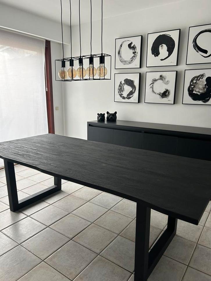 Eettafel massief zwart - 6 tot 10 personen, Maison & Meubles, Tables | Tables à manger, Comme neuf, Enlèvement