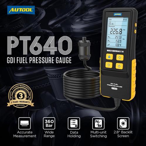 AUTOOL PT640 GDI Brandstofdrukmeter 0-360Bar, Auto diversen, Autogereedschap, Ophalen of Verzenden