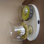 Mooie vaas met dienblad, glazen vaasje, groene kaarsen, Huis en Inrichting, Woonaccessoires | Dienbladen, Ophalen of Verzenden