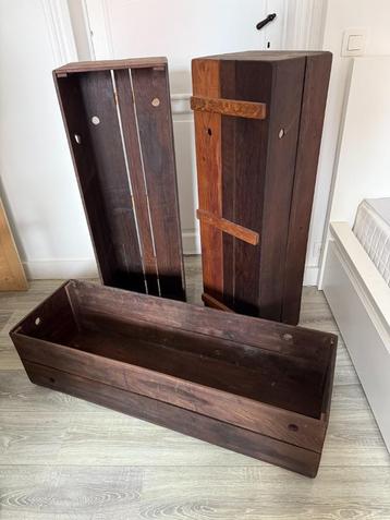 houten kist, 104x33x27cm, van gerecycled wijnvaten beschikbaar voor biedingen