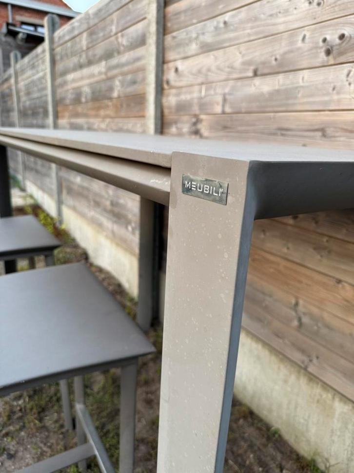 Meubili Knokke barset – tafel + 4 barkrukken, Tuin en Terras, Tuinsets en Loungesets, Ophalen