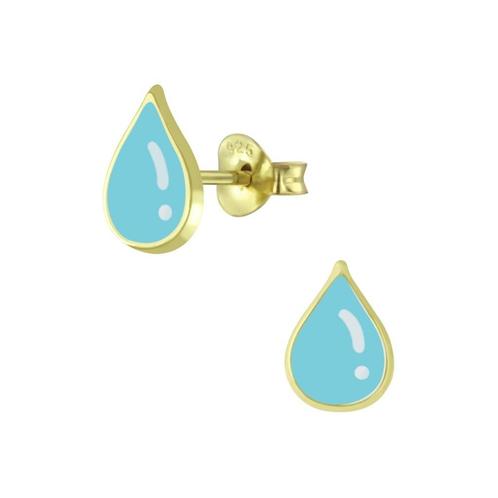 14K verguld zilveren kinderoorbellen waterdruppel, Handtassen en Accessoires, Kindersieraden, Nieuw, Oorbellen, Ophalen of Verzenden