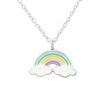 Kinderketting & -hanger regenboog met wolk 925 zilver & epox, Ophalen of Verzenden, Nieuw, Zilver, Ketting