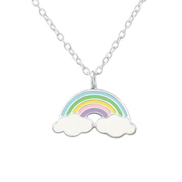 Kinderketting & -hanger regenboog met wolk 925 zilver & epox beschikbaar voor biedingen
