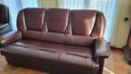 Donkerbruine leren driezit zetel, Enlèvement, Comme neuf, Cuir