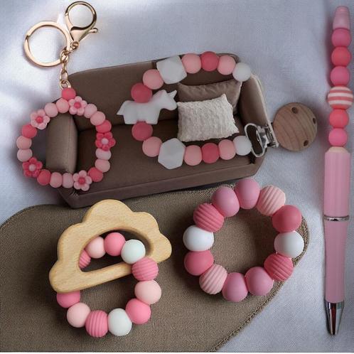 5 delige kraamcadeau geschenkset wit roze Unicorn, Kinderen en Baby's, Kraamcadeaus en Geboorteborden, Nieuw, Kraamcadeau, Verzenden