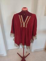 etnische, romantische bohemien blouse met kant en vlechtwerk, Ophalen of Verzenden, Gedragen, Maat 38/40 (M), Rood