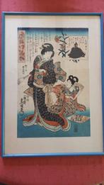 antieke Japanse houtblokprint van Toyokuni 3th, Ophalen