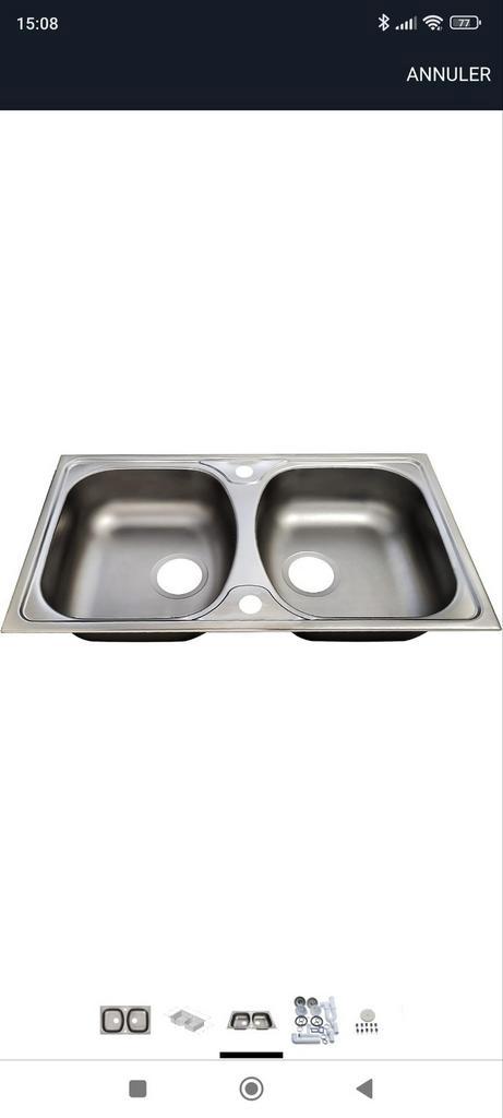 A vendre double évier de cuisine  complet neuf sans robinet, Maison & Meubles, Cuisine | Éléments de cuisine, Neuf, Enlèvement