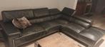 zwarte leren hoeksalon, Ophalen, Gebruikt, Leer