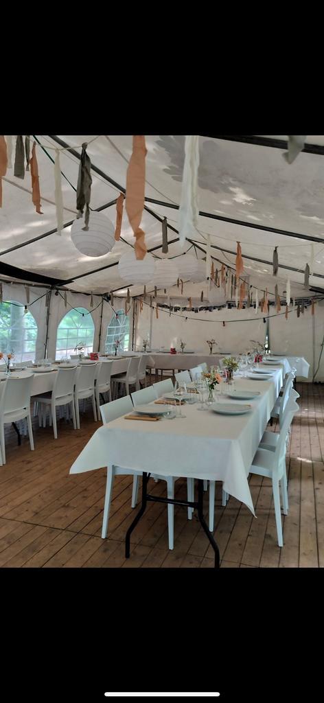 Partytent 5x10m met houten vloer, Tuin en Terras, Partytenten, Gebruikt, Partytent, Ophalen