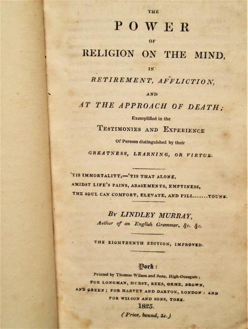 The Power of Religion on the Mind - 1825 - Lindley Murray, Boeken, Godsdienst en Theologie, Gelezen, Overige religies, Verzenden