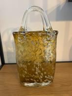 Vaas handgeblazen handtas in geel glas, Antiek en Kunst, Antiek | Glaswerk en Kristal, Ophalen of Verzenden