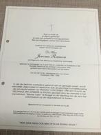 Doodsbrief paracommando Korea J.Ramon Zonnebeke +1996, Ophalen, Rouwkaart