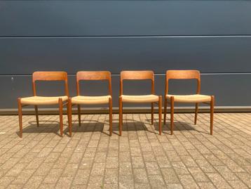 4x vintage Niels Otto Moller Teak dining chairs ‘model 75’