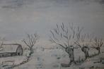 Winters Landschap - Onleesbaar Gesigneerd, Ophalen of Verzenden
