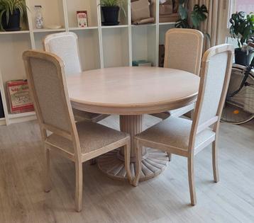 Table ronde avec rallonge + 6 chaises, Enlèvement, Utilisé