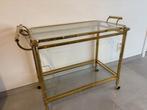 Glazen vintage trolley met goudkleurige afwerking, Ophalen, Gebruikt, 50 tot 100 cm, 50 tot 100 cm