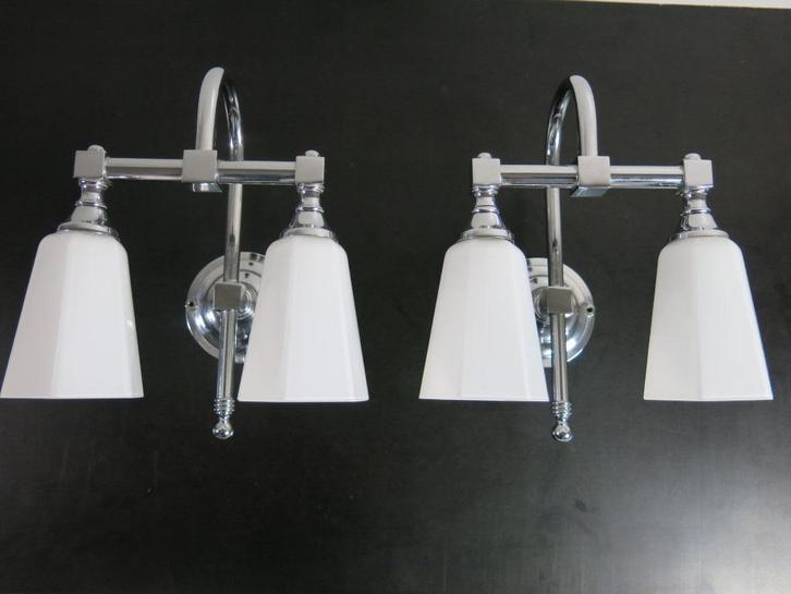 2 art deco stijl wandlampen /muurlampen BAINWAT, Huis en Inrichting, Lampen | Wandlampen, Gebruikt, Glas, Ophalen of Verzenden