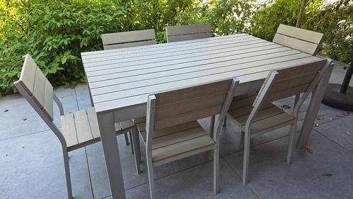 Ensemble Table & 6 Chaises de jardin, Tuin en Terras, Tuinsets en Loungesets, Gebruikt, Loungeset, Aluminium, 6 zitplaatsen, Eettafel