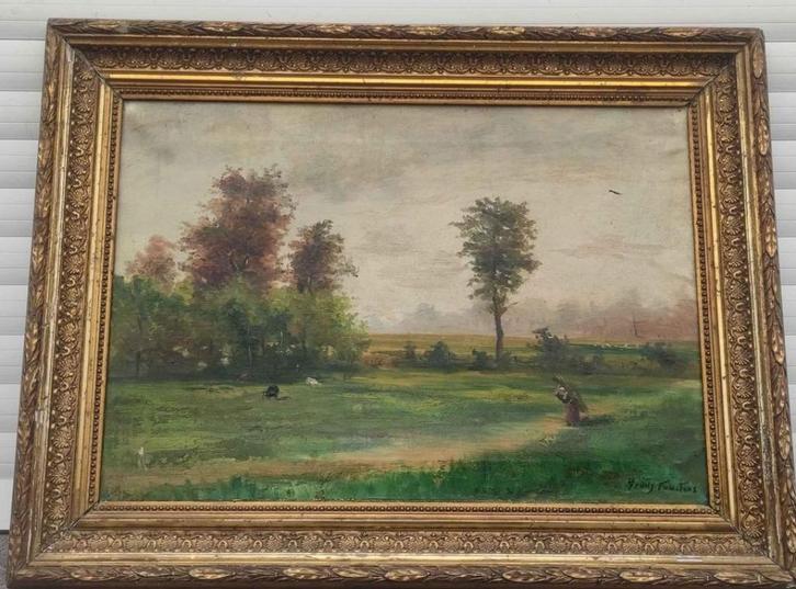 Huile sur toile paysage signe Frans courtens, Antiek en Kunst, Kunst | Schilderijen | Klassiek, Ophalen of Verzenden