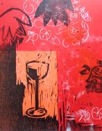 HILDE VAN DEN HEUVEL / KUNSTMAP 3x3 / HOUTSNEDE 65x50cm SIG, Antiek en Kunst, Kunst | Litho's en Zeefdrukken, Ophalen of Verzenden