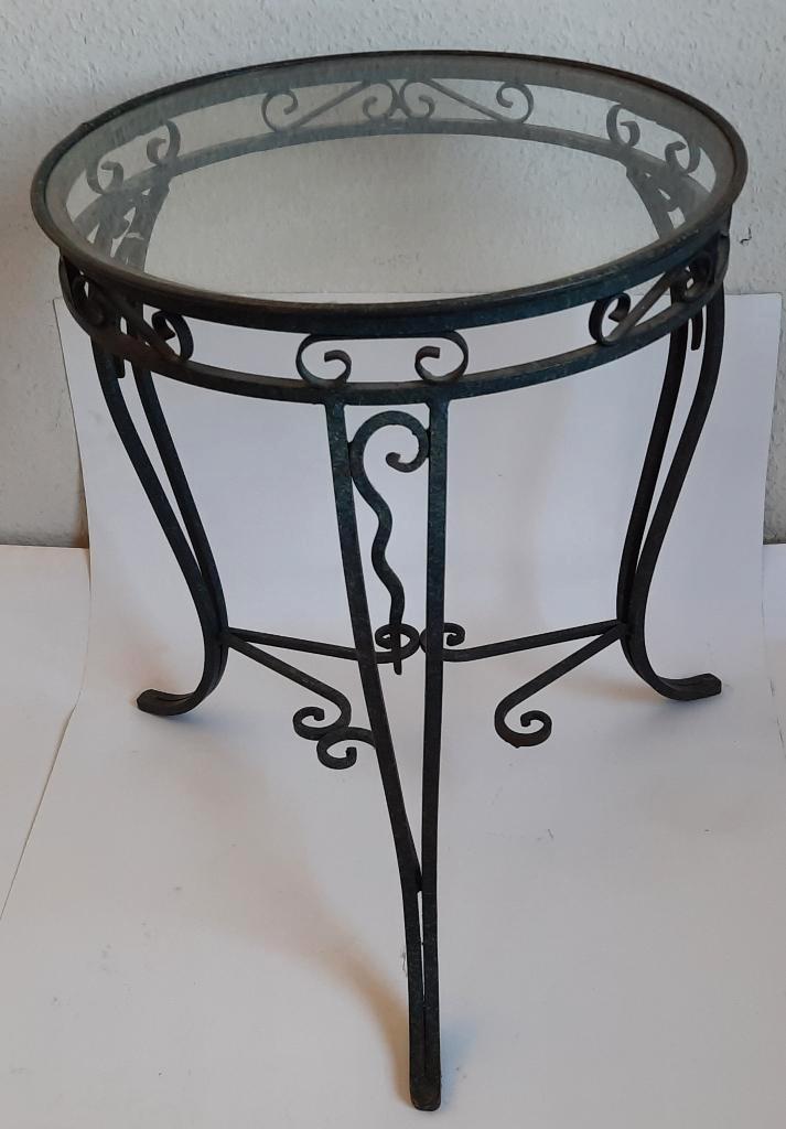 Table basse en fer forgé ronde et verre H 45 cm Diam 36,5 cm, Maison & Meubles, Tables | Tables d'appoint, Utilisé, Rond, Moins de 45 cm