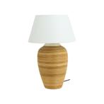 Vintage Rotan Keramiek Tafellamp Lamp met Witte Lampenkap, Huis en Inrichting, Lampen | Tafellampen, Minder dan 50 cm, Hout, Gebruikt