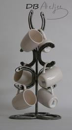Porte tasses/mugs avec 6 tasses (fer à cheval), Maison & Meubles, Moins de 50 cm, Autres couleurs, Enlèvement ou Envoi, Moins de 100 cm
