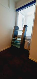 Metalen boekenrek met glazen legborden, Huis en Inrichting, Ophalen, Zo goed als nieuw