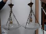 2 Hanglampen Art Deco, Ophalen, Gebruikt, Glas