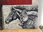 Schilderij koppel paarden Mk Art, Antiquités & Art, Art | Peinture | Moderne, Enlèvement ou Envoi