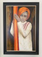 Schilderij Indiaans jongetje in olieverf, Antiek en Kunst, Kunst | Schilderijen | Klassiek, Ophalen of Verzenden