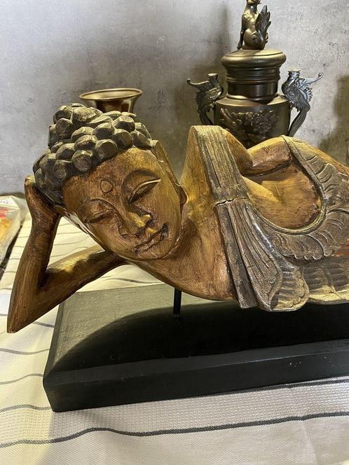 Mooie houten mediterende zwevende Budha 53 cm, Maison & Meubles, Accessoires pour la Maison | Statues de Bouddha, Comme neuf, Enlèvement ou Envoi