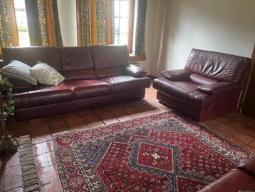 Buffelleer vintage bankstel. Zetel. 2+3+1 beschikbaar voor biedingen