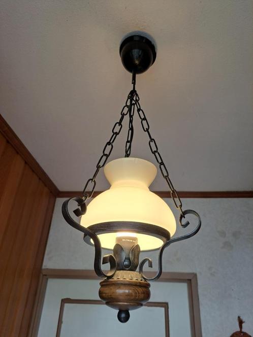 hanglamp ( 2 identieke ), Maison & Meubles, Lampes | Suspensions, Comme neuf, 50 à 75 cm, Verre, Métal, Enlèvement